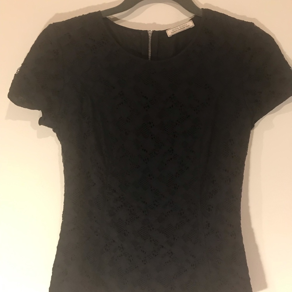 Nina Ricci silk and lace black blouse
